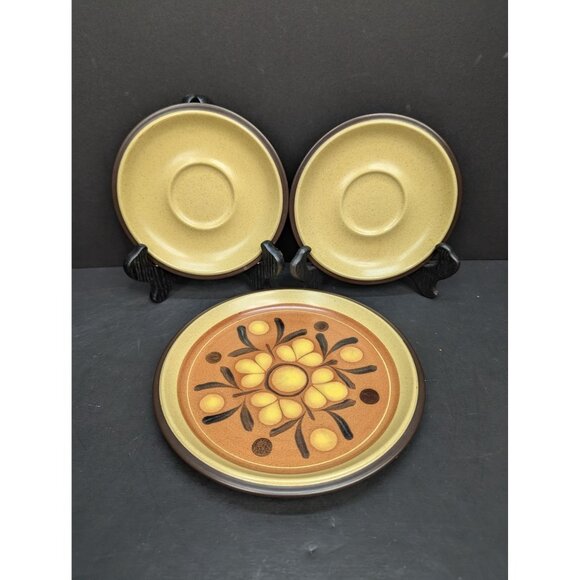 Noritake Firestone Safari 8501 Stoneware 2 Saucers 1 Salad Plate Replacement - Picture 1 of 9